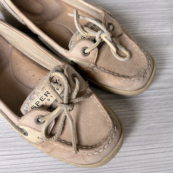 SPERRY angelfish animal print sequin boat shoes size 6.5 - Picture 3 of 13
